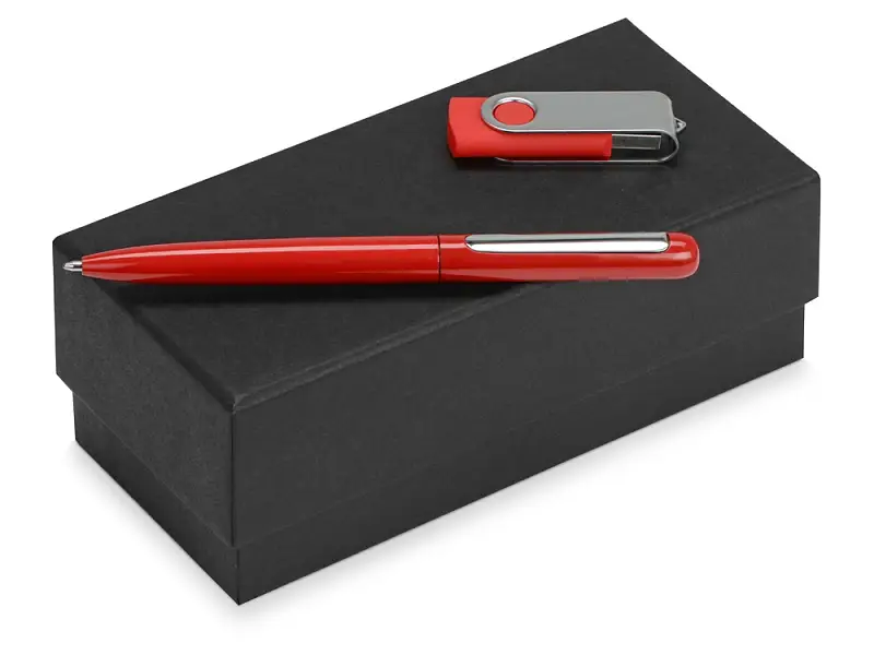 Подарочный набор Skate Mirro с ручкой для зеркальной гравировки и флешкой, красный - 700304.01