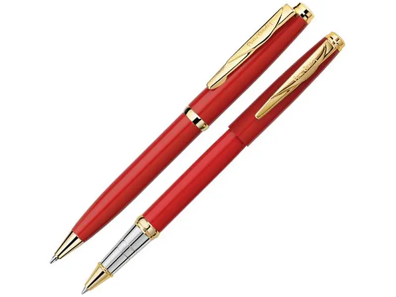 Набор: шариковая ручка и ручка-роллер PEN & PEN. Pierre Cardin, красный/серебристый/золотистый - 417547