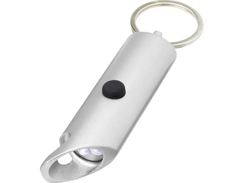 Flare светодиодный фонарик из переработанного алюминия и открывалка для бутылок с брелоком - Серебристый - 10457481