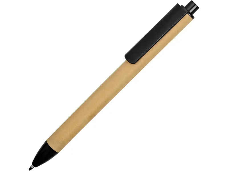 Ручка картонная пластиковая шариковая Эко 2.0, бежевый/черный - 18380.07