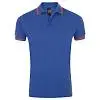 Рубашка поло мужская Pasadena Men 200 с контрастной отделкой, ярко-синяя (royal) с неоново-розовым, размер S