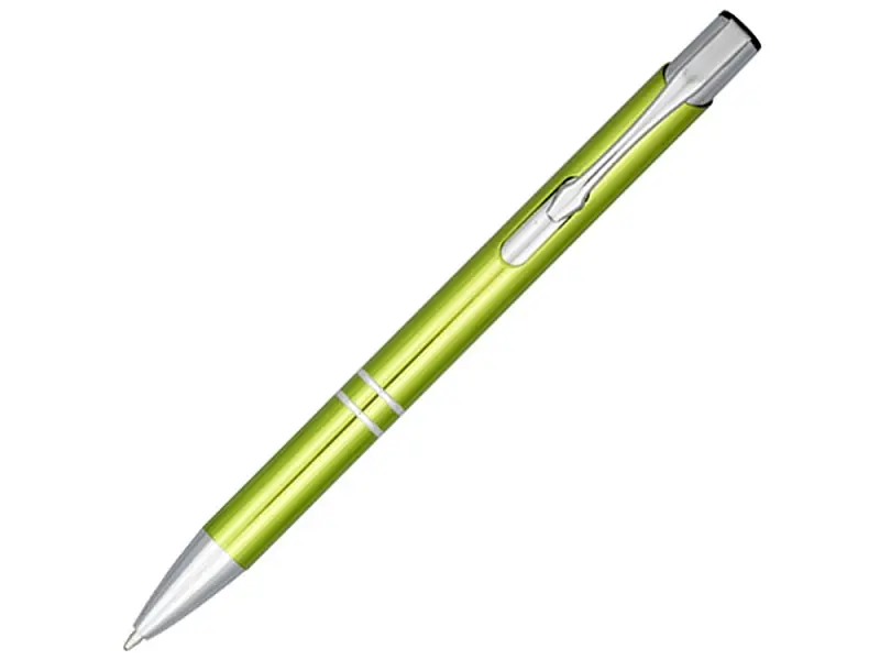 Кнопочная шариковая ручка Moneta из анодированного алюминия, синие чернила, лайм - 10716306