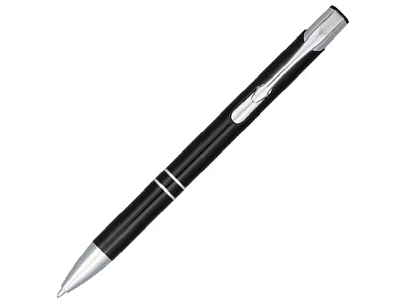 Кнопочная шариковая ручка Moneta из анодированного алюминия, синие чернила, черный - 10716300