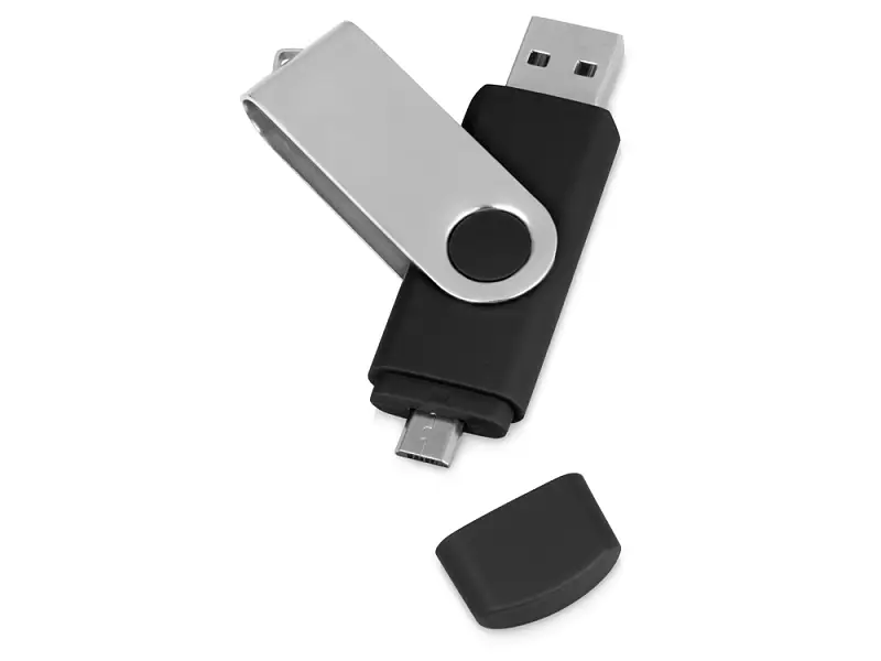 USB/micro USB-флешка 2.0 на 16 Гб Квебек OTG, черный - 6201.07.16