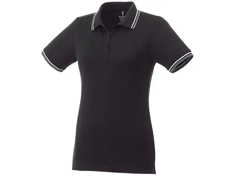 Женская футболка поло Fairfield с коротким рукавом с проклейкой, черный/серый меланж/белый - 3810399XS