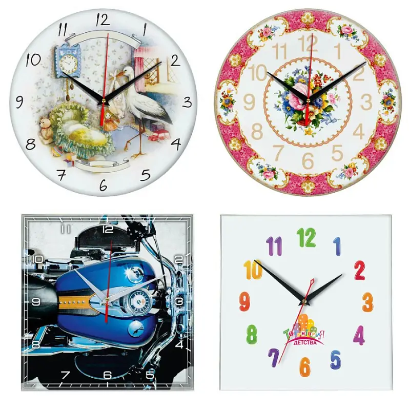 Часы стеклянные на заказ Time Wheel, диаметр 28 см, упаковка 30,5х28,5х4,2 см