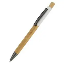 Ручка "Авалон" с корпусом из бамбука и софт-тач вставкой-S