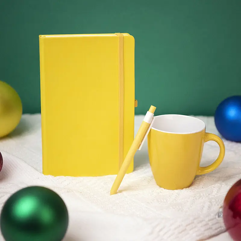 Подарочный набор HAPPINESS: блокнот, ручка, кружка, жёлтый - 39483/03
