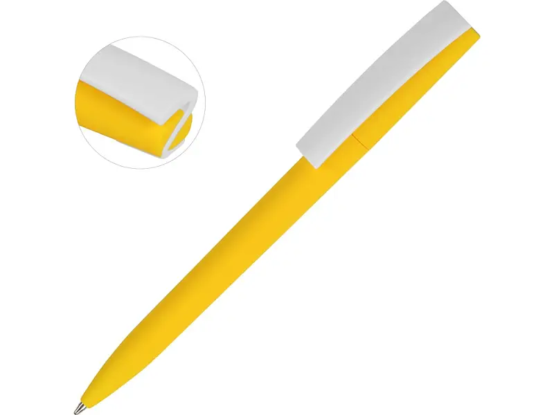 Ручка пластиковая soft-touch шариковая Zorro, желтый/белый - 18560.04