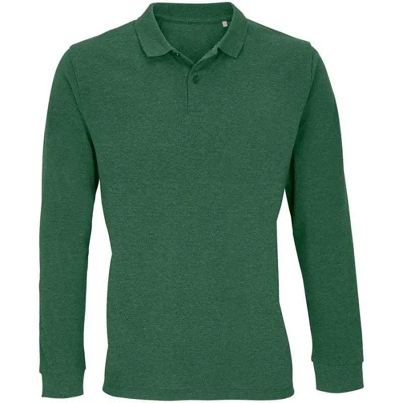 Рубашка поло унисекс с длинным рукавом Planet LSL, темно-зеленая, размер S