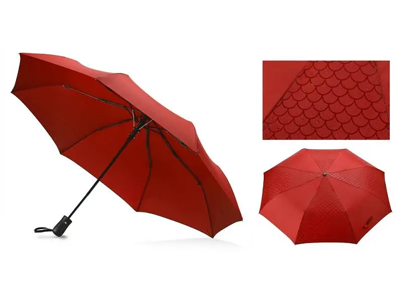Зонт-полуавтомат складной Marvy с проявляющимся рисунком, красный - 906301