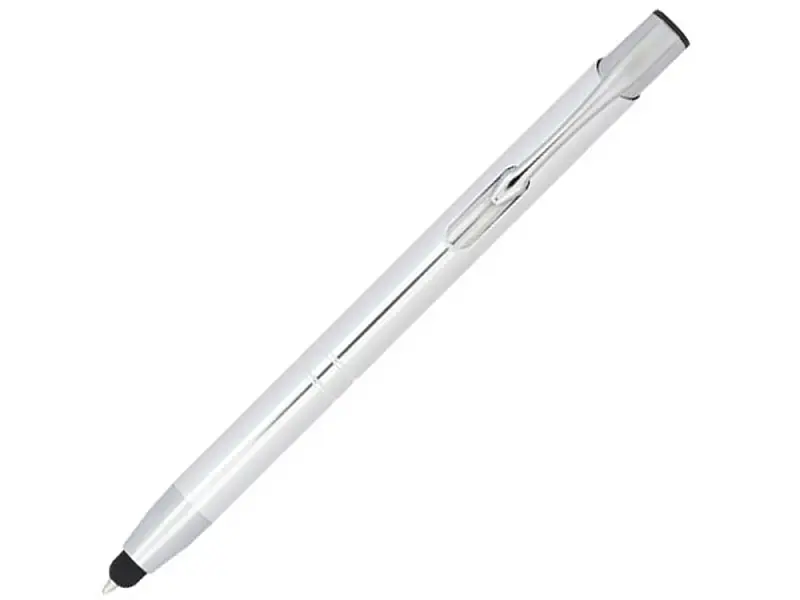 Шариковая кнопочная ручка-стилус Moneta из анодированного алюминия, titanium - 10729801