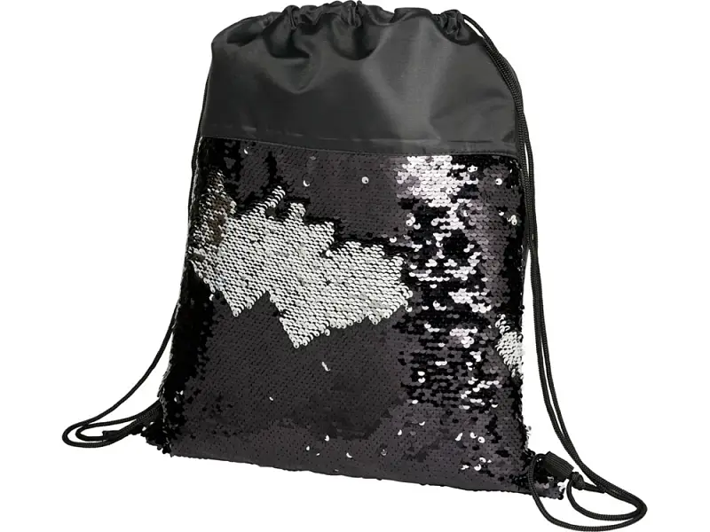 Блестящий рюкзак-мешок Mermaid со шнурком, черный - 12046500