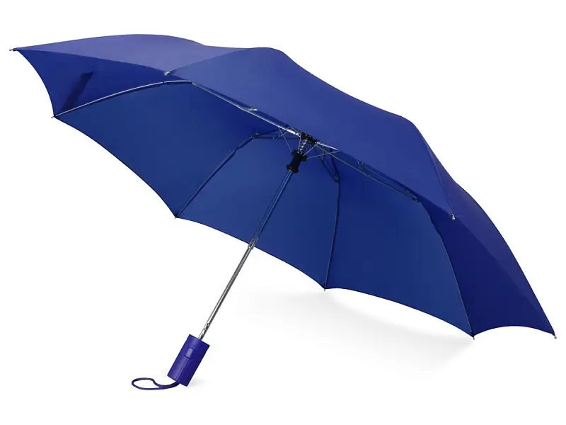 Зонт складной Tulsa, полуавтоматический, 2 сложения, с чехлом, синий - 979042