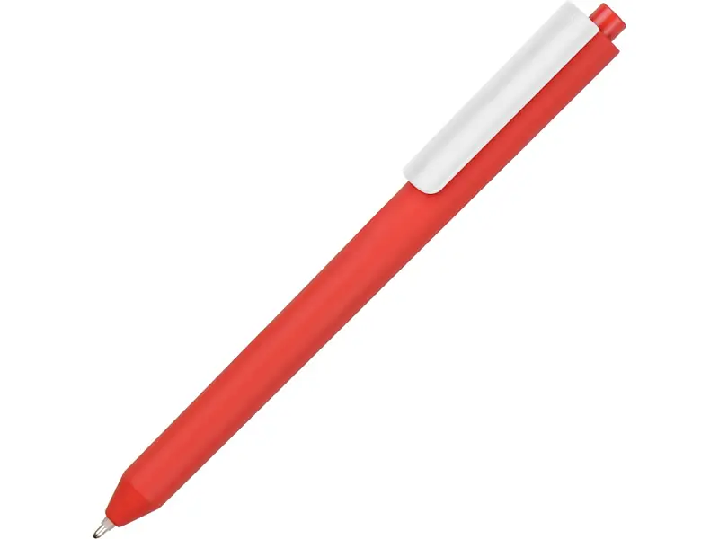 Ручка шариковая Pigra модель P03 PRM софт-тач, красный/белый - p03prm-601