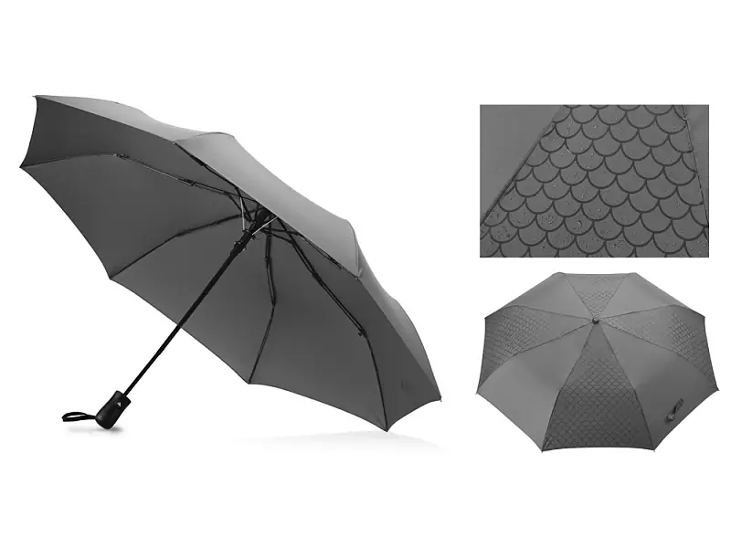 Зонт-полуавтомат складной Marvy с проявляющимся рисунком, серый - 906308