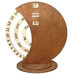 Вечный календарь из дерева Time коричневый