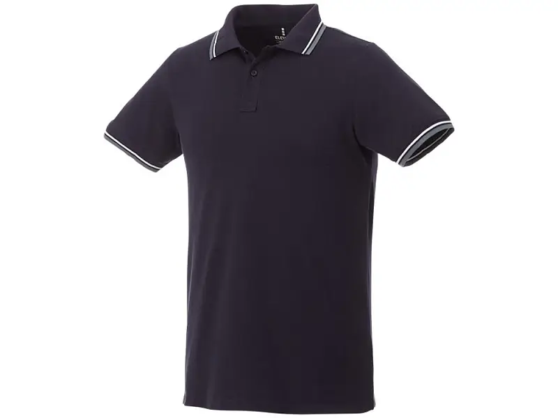 Мужская футболка поло Fairfield с коротким рукавом с проклейкой, темно-синий/серый меланж/белый - 3810249XS