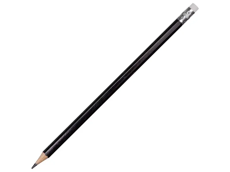 Шестигранный карандаш с ластиком Presto, черный - 14003.07