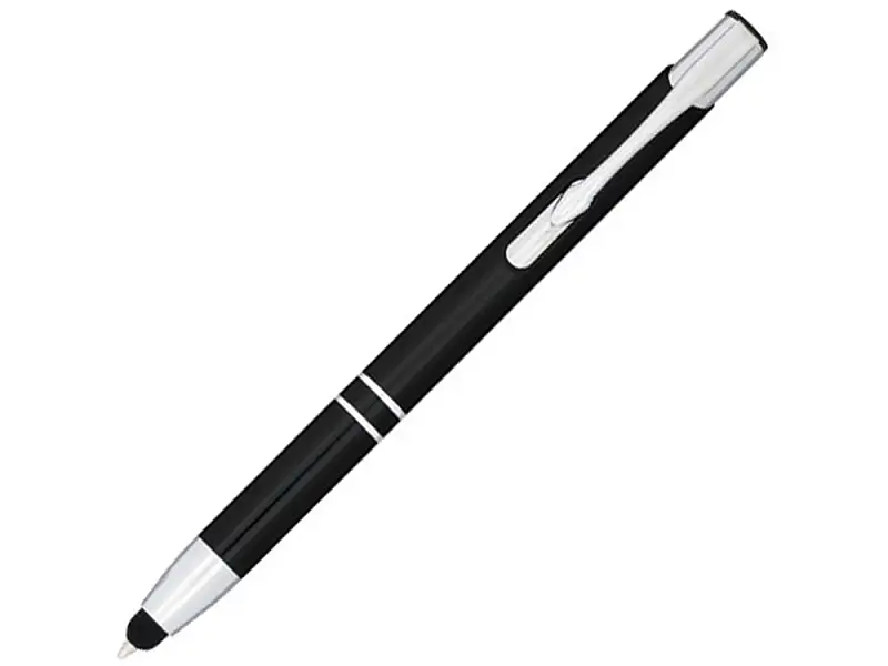 Шариковая кнопочная ручка-стилус Moneta из анодированного алюминия, черный - 10729800